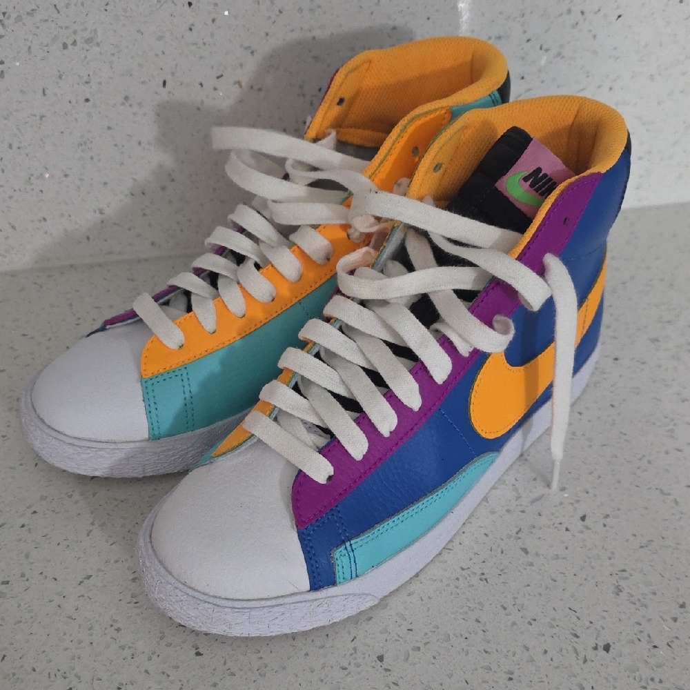 Nike Multicolor High-Top Sneakers with Orange and Blue Accents